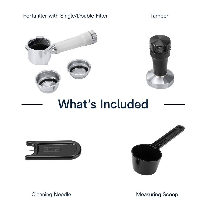 slide 13 of 14, DeLonghi Dedica Duo Espresso and Cold Brew Machine with Milk Frother for Hot & Iced Coffee, Cappuccinos, Lattes & More Vanilla, 1 ct