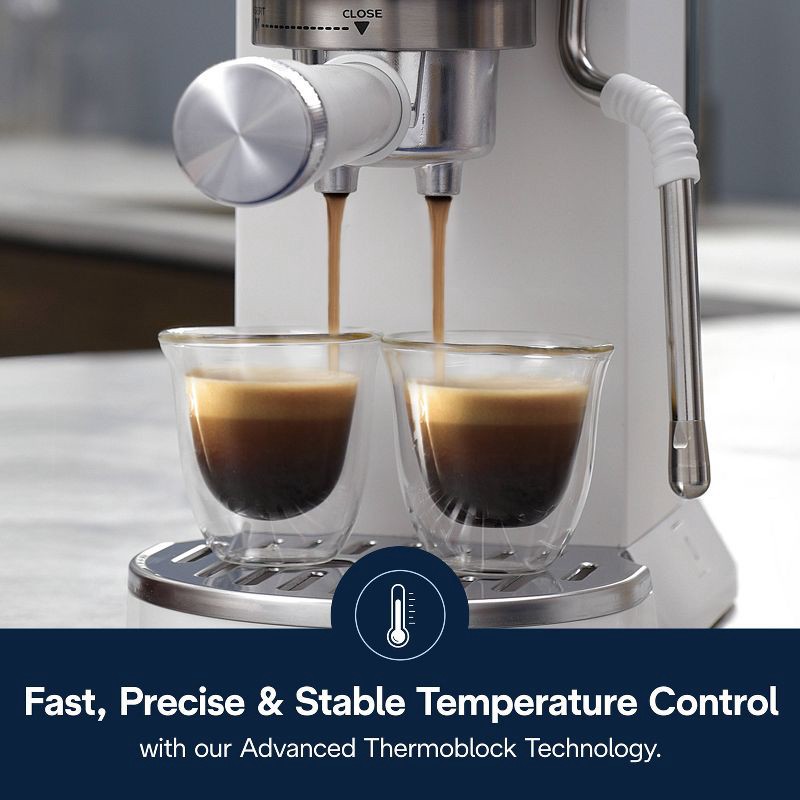 slide 11 of 14, DeLonghi Dedica Duo Espresso and Cold Brew Machine with Milk Frother for Hot & Iced Coffee, Cappuccinos, Lattes & More Vanilla, 1 ct