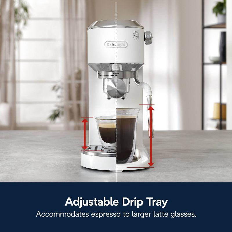 slide 12 of 14, DeLonghi Dedica Duo Espresso and Cold Brew Machine with Milk Frother for Hot & Iced Coffee, Cappuccinos, Lattes & More Vanilla, 1 ct