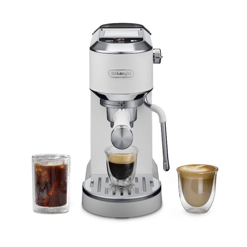 slide 1 of 14, DeLonghi Dedica Duo Espresso and Cold Brew Machine with Milk Frother for Hot & Iced Coffee, Cappuccinos, Lattes & More Vanilla, 1 ct
