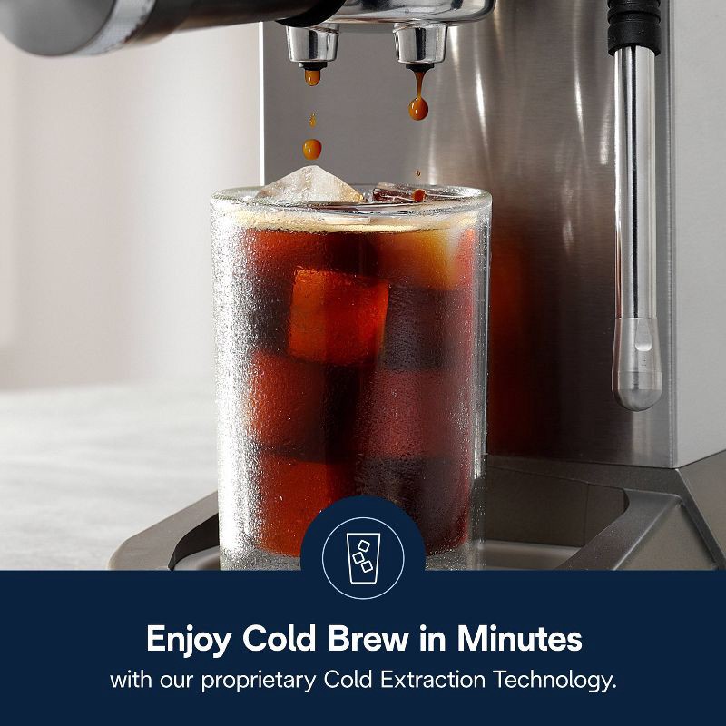 slide 5 of 14, DeLonghi Dedica Duo Espresso and Cold Brew Machine with Milk Frother for Hot & Iced Coffee, Cappuccinos, Lattes & More Stainless Steel, 1 ct