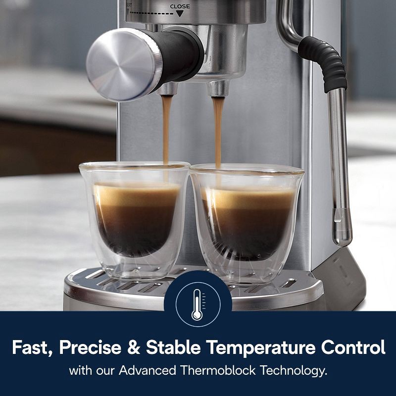 slide 11 of 14, DeLonghi Dedica Duo Espresso and Cold Brew Machine with Milk Frother for Hot & Iced Coffee, Cappuccinos, Lattes & More Stainless Steel, 1 ct