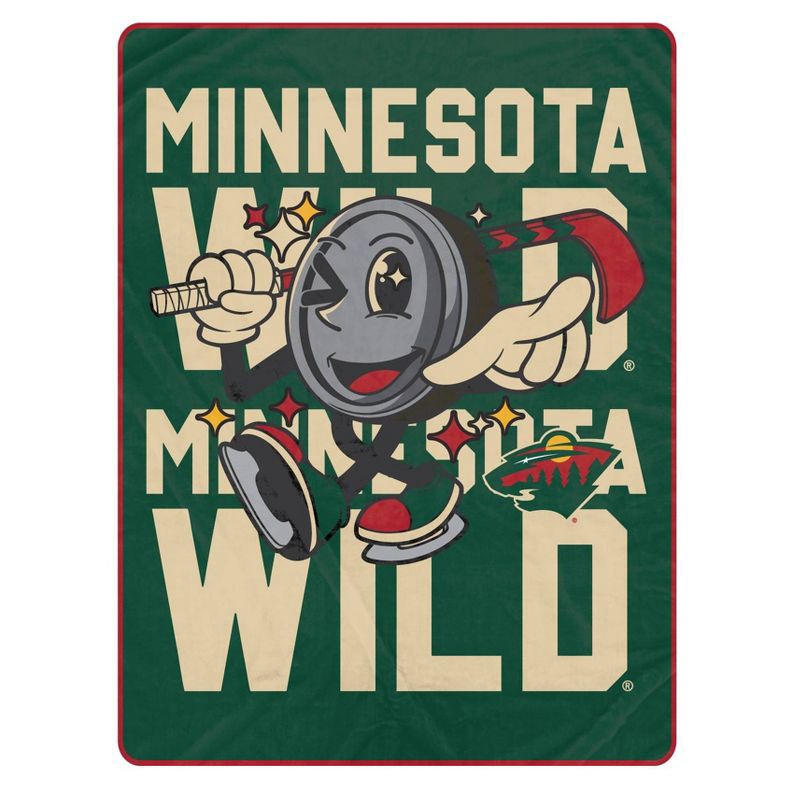 slide 1 of 2, NHL Minnesota Wild 60"x80" Cartoon Puck Ultra Soft Blanket, 1 ct