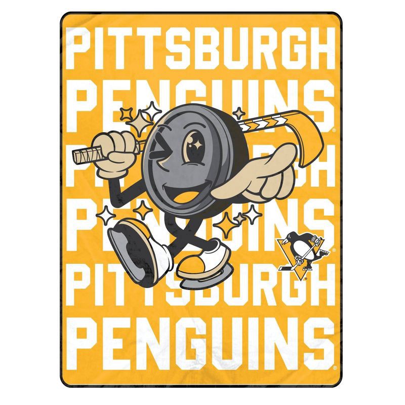 slide 1 of 2, NHL Pittsburgh Penguins 60"x80" Cartoon Puck Ultra Soft Blanket, 1 ct