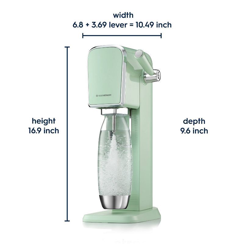 slide 5 of 8, SodaStream Art Sparkling Water Maker with CO2 and Carbonating Bottle Mint, 1 ct