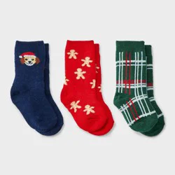 Baby 3pk Puppy Gingerbread Man Crew Socks - Cat & Jack™ 12-24M