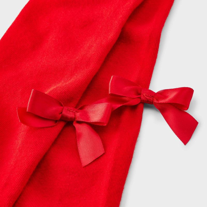 slide 3 of 3, Toddler Girls' Christmas Bow Fashion Tights - Cat & Jack™ Red 4T-5T, 1 ct