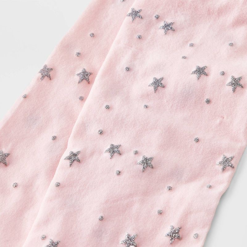 slide 3 of 3, Baby Girls' Christmas Glitter Stars Fashion Tights - Cat & Jack™ Pink 12-24M, 1 ct