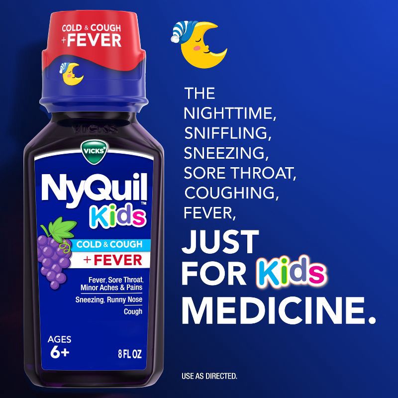 slide 3 of 12, Vicks Kids' Combo Cold & Cough + Fever Syrup - Acetaminophen - Grape - 16 fl oz, 16 fl oz