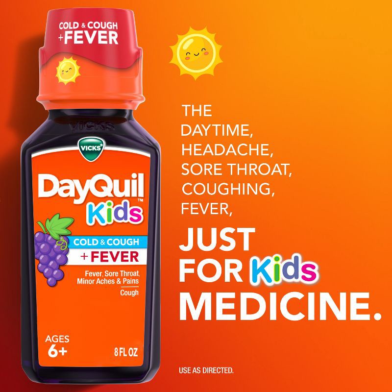 slide 4 of 12, Vicks Kids' Combo Cold & Cough + Fever Syrup - Acetaminophen - Grape - 16 fl oz, 16 fl oz