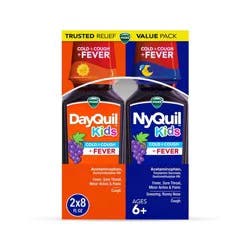 Vicks Kids' Combo Cold & Cough + Fever Syrup - Acetaminophen - Grape - 16 fl oz