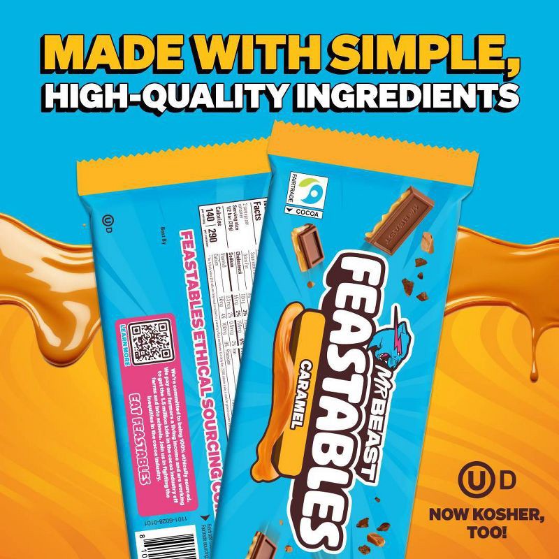slide 5 of 6, Feastables Caramel Chocolate Bar - 60g, 60 gram