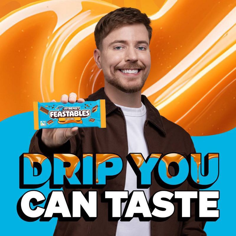 slide 6 of 6, Feastables Caramel Chocolate Bar - 60g, 60 gram