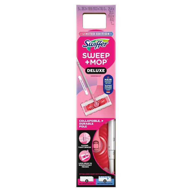 slide 2 of 16, Swiffer Unscented Sweep + Mop Deluxe Floor Cleaners - Wicked Pink, 1 ct
