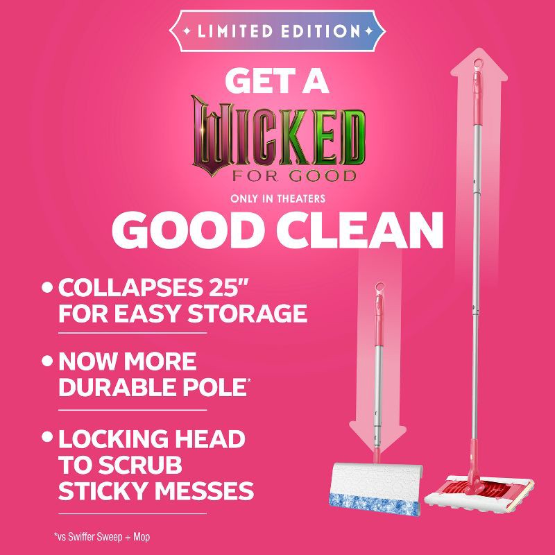 slide 3 of 16, Swiffer Unscented Sweep + Mop Deluxe Floor Cleaners - Wicked Pink, 1 ct