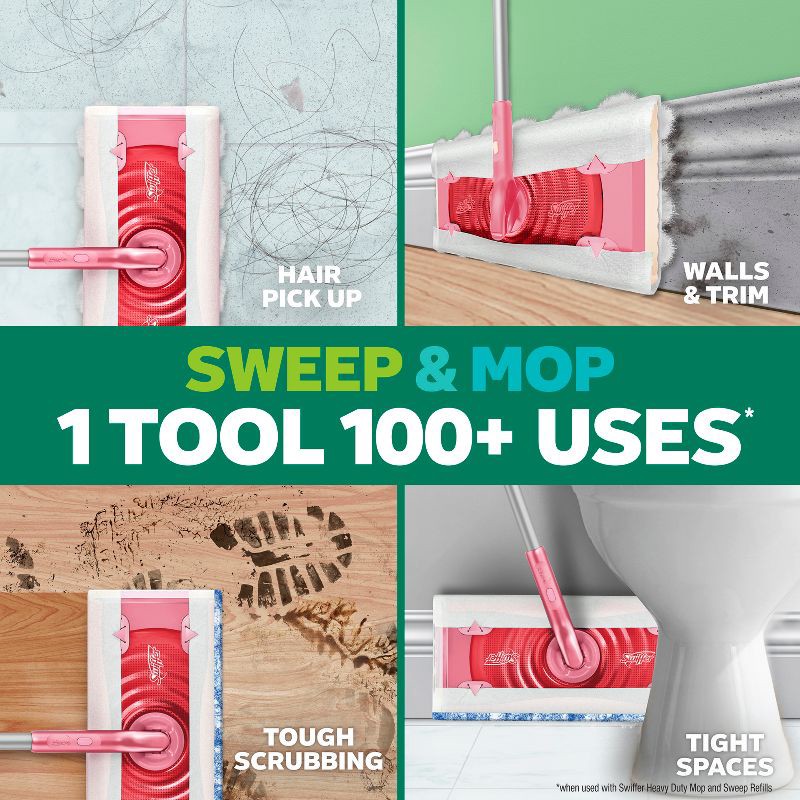 slide 6 of 16, Swiffer Unscented Sweep + Mop Deluxe Floor Cleaners - Wicked Pink, 1 ct