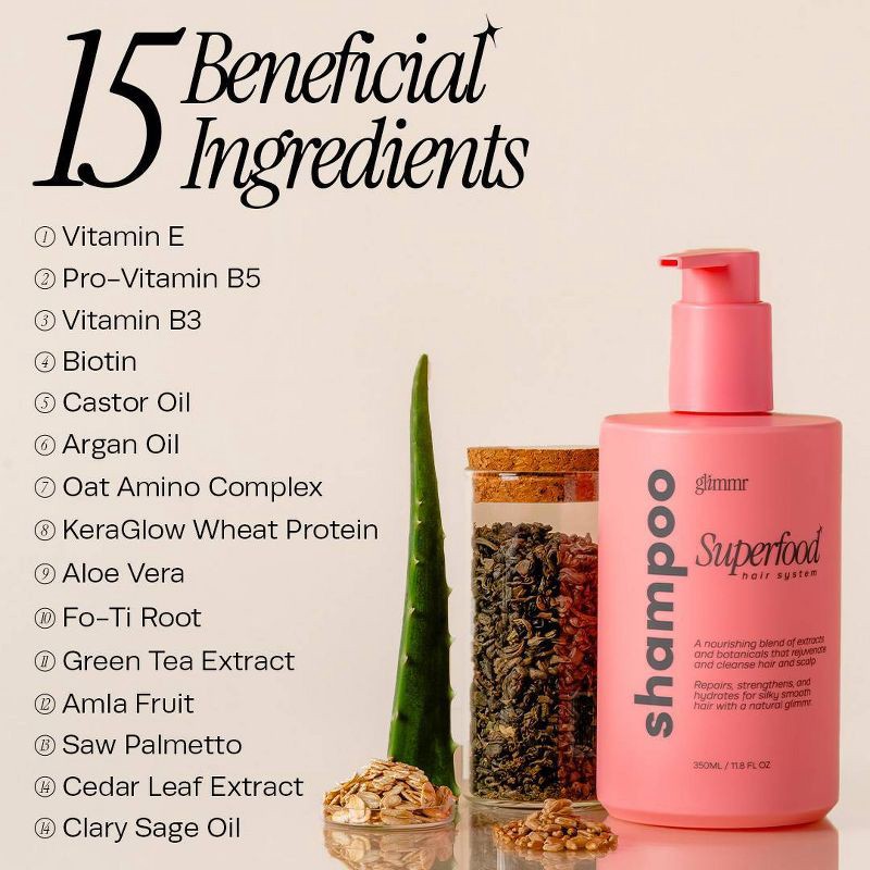 slide 7 of 8, Glimmr Superfood Shampoo - 11.8 fl oz, 14.5 fl oz