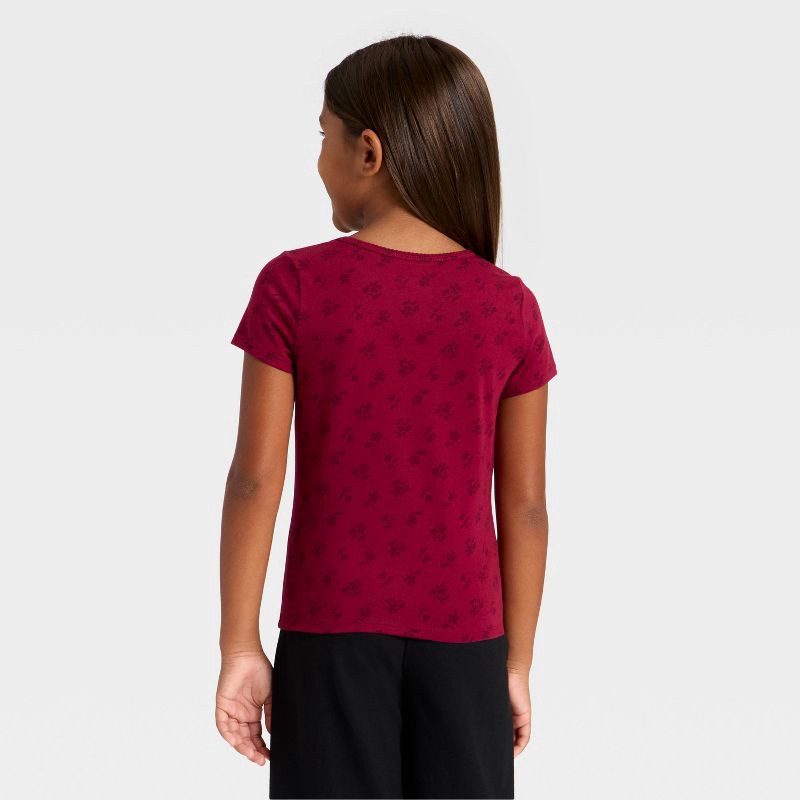 slide 2 of 3, Girls' Short Sleeve T-Shirt - Cat & Jack™ Dark Red L, 1 ct