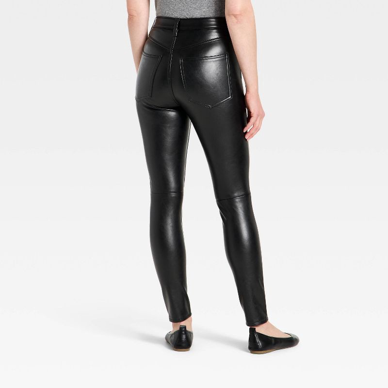 slide 2 of 3, Women's Everyday High-Rise Skinny Faux Leather Pants - Universal Thread™ Black 12, 1 ct