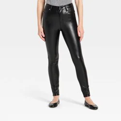 Women's Everyday High-Rise Skinny Faux Leather Pants - Universal Thread™ Black 14