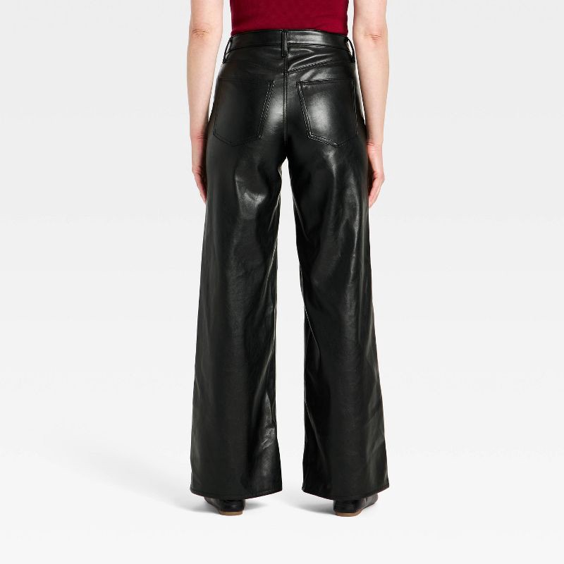 slide 2 of 3, Women's Everyday High-Rise Wide Leg Faux Leather Pants - Universal Thread™ Black 10, 1 ct