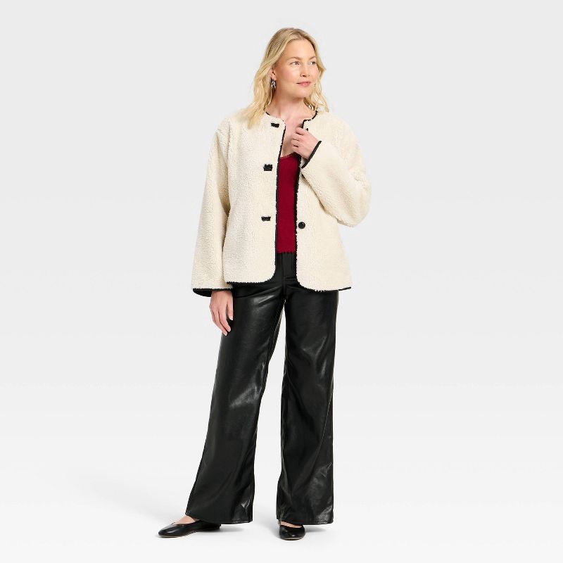 slide 3 of 3, Women's Everyday High-Rise Wide Leg Faux Leather Pants - Universal Thread™ Black 10, 1 ct