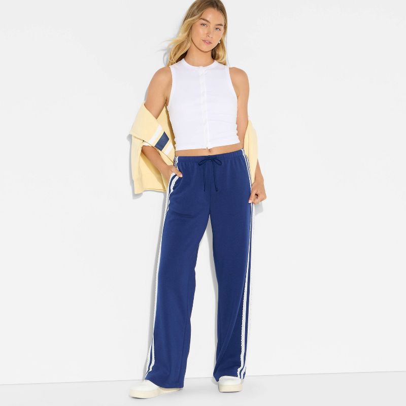 Zoe+Liv Women's Side Striped Graphic Pull-On Pants - Navy Blue XS