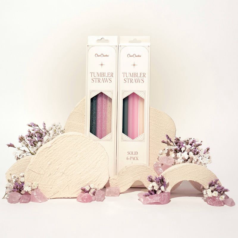 slide 2 of 3, CharCharms 6pk 30oz NYNY Glitter Water Bottle Straws Glitter, 6 ct; 30 oz