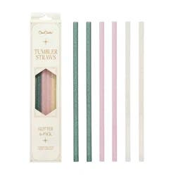 CharCharms 6pk 30oz NYNY Glitter Water Bottle Straws Glitter