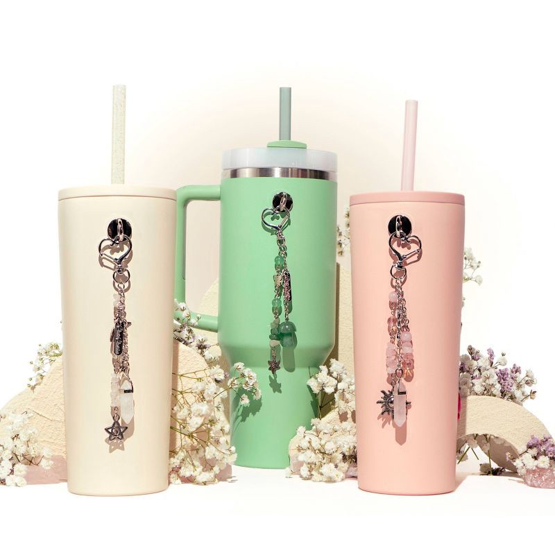 slide 3 of 6, CharCharms 6pk 30oz NYNY Water Bottle Straws Translucent, 6 ct; 30 oz