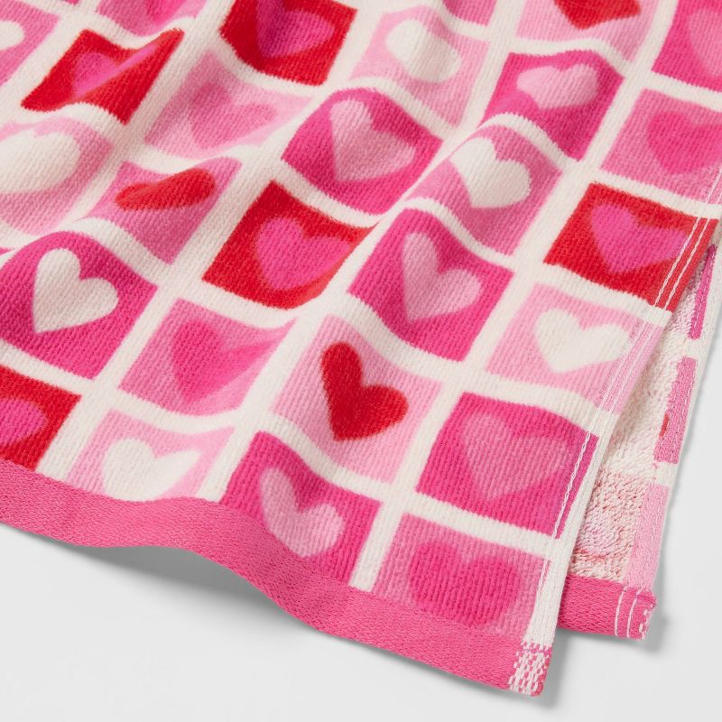 slide 3 of 3, 2pk Valentine's Day Heart Grid Hand Towel Set - Room Essentials™, 2 ct