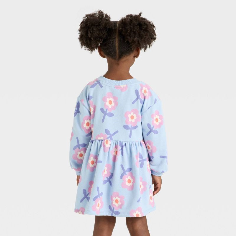 slide 2 of 3, Toddler Girls' French Terry Dress - Cat & Jack™ Blue 3T, 1 ct