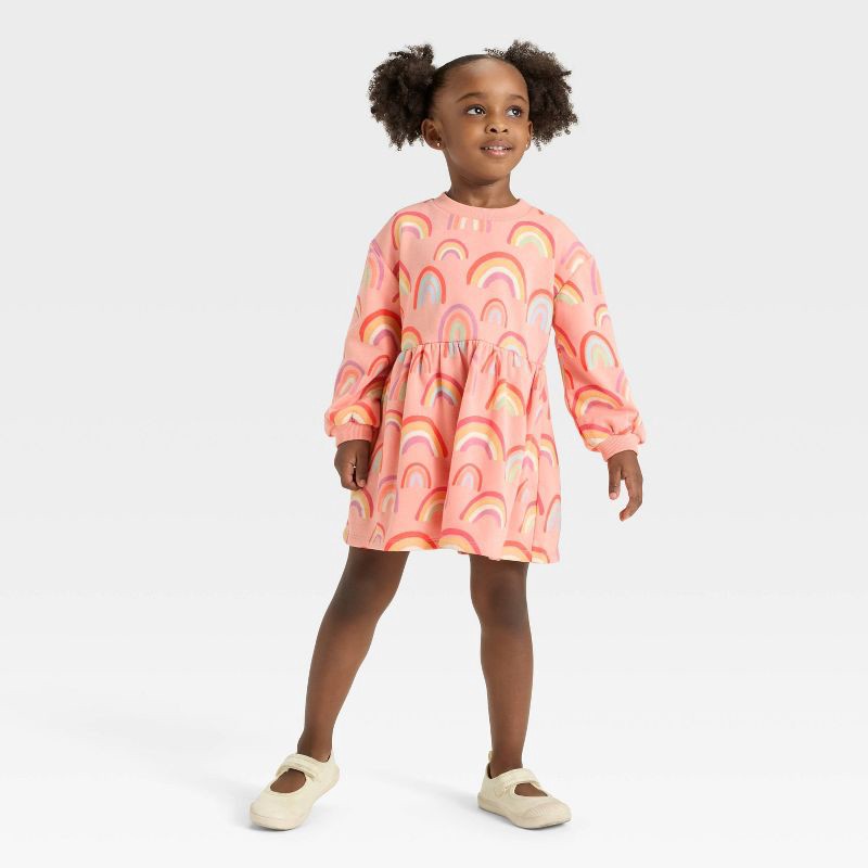 slide 3 of 3, Toddler Girls' French Terry Dress - Cat & Jack™ Peach Orange 3T, 1 ct