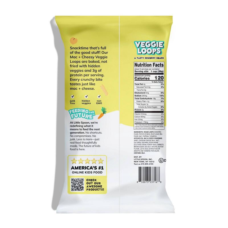 slide 2 of 6, Little Spoon Mac & Cheese Chickpea Veggie Loop Kids' Snacks - 6oz, 6 oz