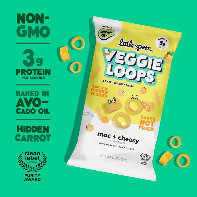 slide 3 of 6, Little Spoon Mac & Cheese Chickpea Veggie Loop Kids' Snacks - 6oz, 6 oz