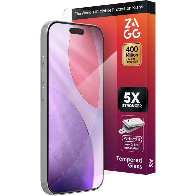slide 1 of 8, ZAGG Apple iPhone 17 Pro Screen Protector Glass+ Defense, 1 ct