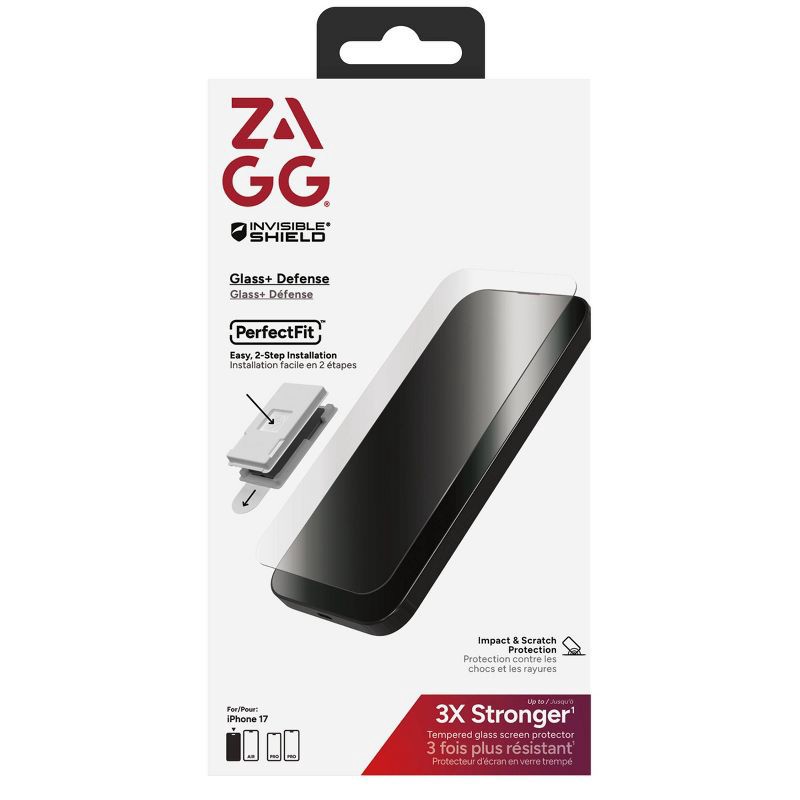 slide 1 of 9, ZAGG Apple iPhone 17 Screen Protector Glass+ Defense, 1 ct