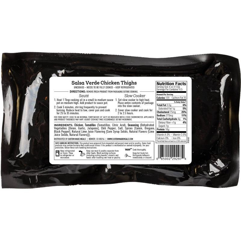 slide 2 of 3, Custom Made Meals Boneless Salsa Verde Chicken Thighs - 18.6oz, 18.6 oz