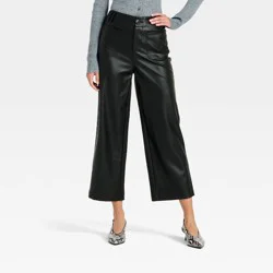 Women's Faux Leather Sailor Pants - A New Day™ Black 10