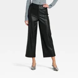 Women's Faux Leather Sailor Pants - A New Day™ Black 12