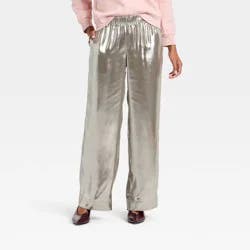 Women's Metallic Foil Pull-On Pants - A New Day™ Silver S