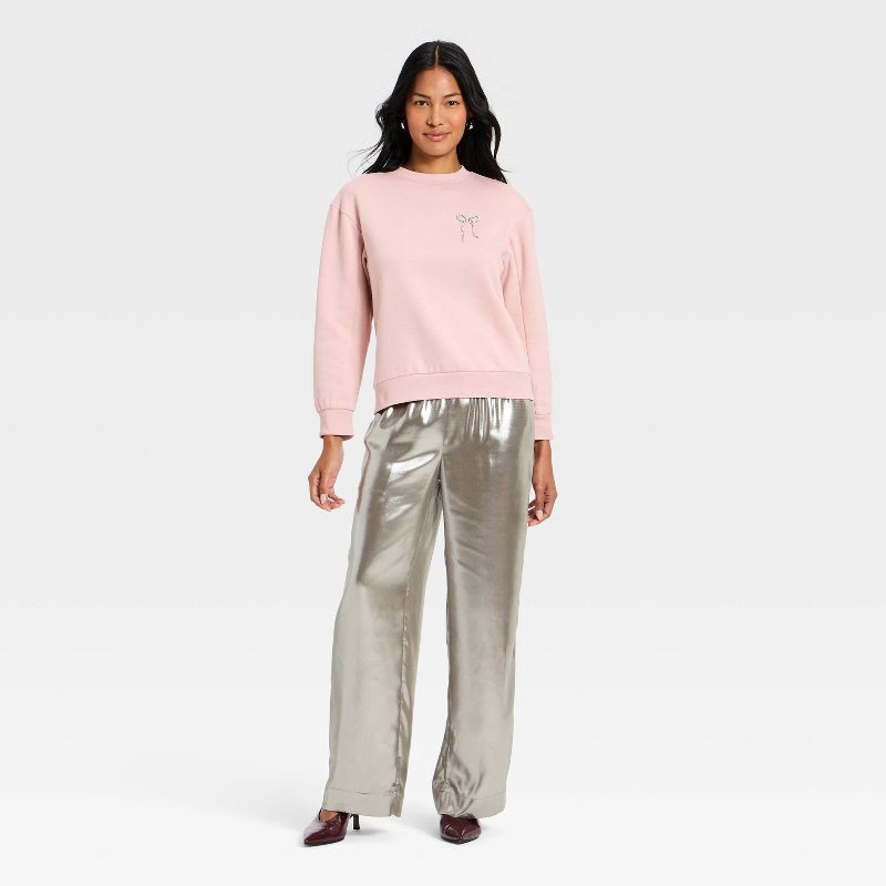 slide 3 of 3, Women's Metallic Foil Pull-On Pants - A New Day™ Silver XL, 1 ct