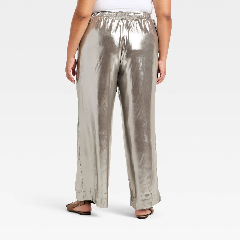 slide 2 of 3, Women's Metallic Foil Pull-On Pants - A New Day™ Silver XXL, 1 ct