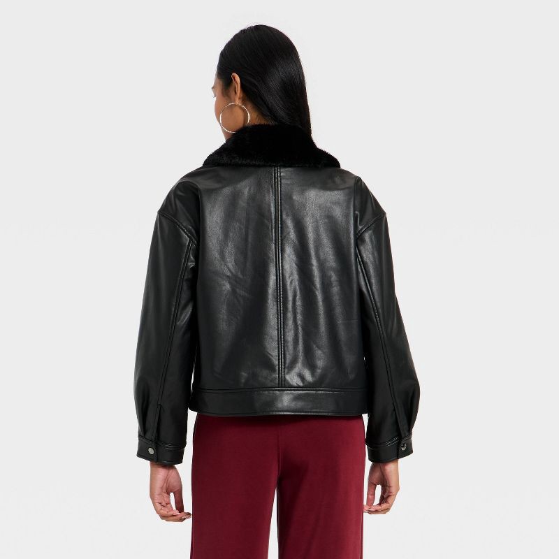 slide 2 of 3, Women's Faux Leather Jacket - A New Day™ Black L, 1 ct