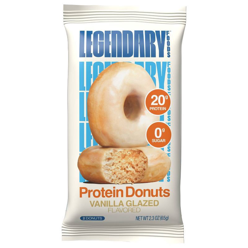 slide 3 of 5, Legendary Foods Gluten Free and Keto Friendly Protein Donuts - Vanilla Glazed - 20g Protein - 9.2oz/4ct, 20 gram, 9.2 oz, 4 ct