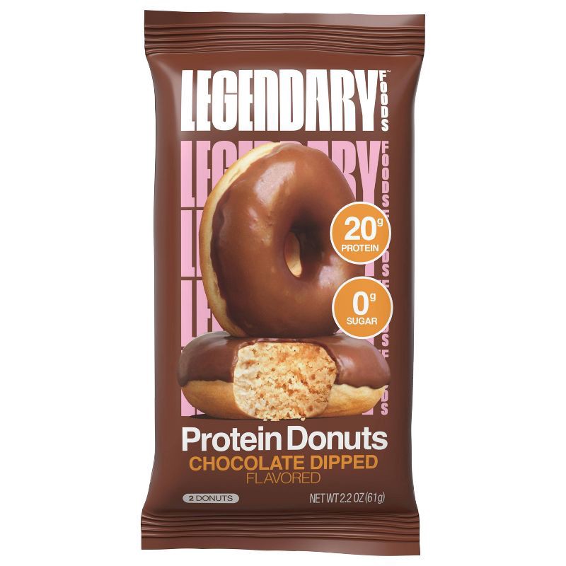 slide 3 of 5, Legendary Foods Gluten Free and Keto Friendly Protein Donuts - Chocolate Dipped - 20g Protein - 8.6oz/4ct, 20 gram, 8.6 oz, 4 ct