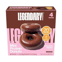 Legendary Foods Gluten Free and Keto Friendly Protein Donuts - Chocolate Dipped - 20g Protein - 9.3oz/4ct