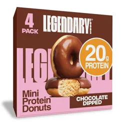 Legendary Foods Gluten Free and Keto Friendly Protein Donuts - Chocolate Dipped - 20g Protein - 8.6oz/4ct