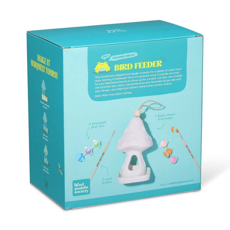 slide 3 of 7, Mud Puddle Society Mushroom Ceramic Bird Feeder, 1 ct