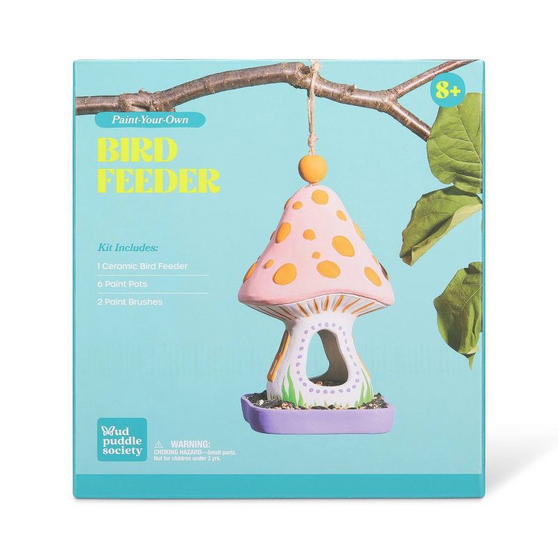 slide 5 of 7, Mud Puddle Society Mushroom Ceramic Bird Feeder, 1 ct